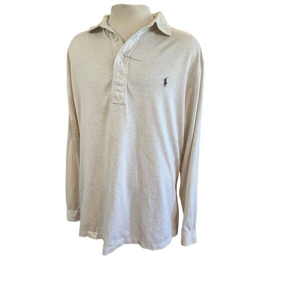 POLO LONG SLEEVE 3/4 BUTTON collar NECK POLO MENS XXL - Picture 1 of 6